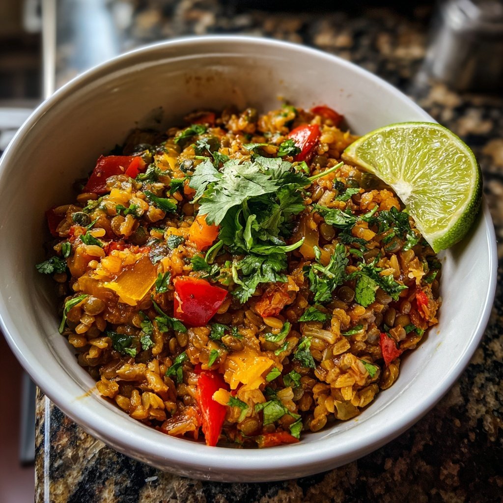 Jamaican Spiced Lentil Rice Bowl