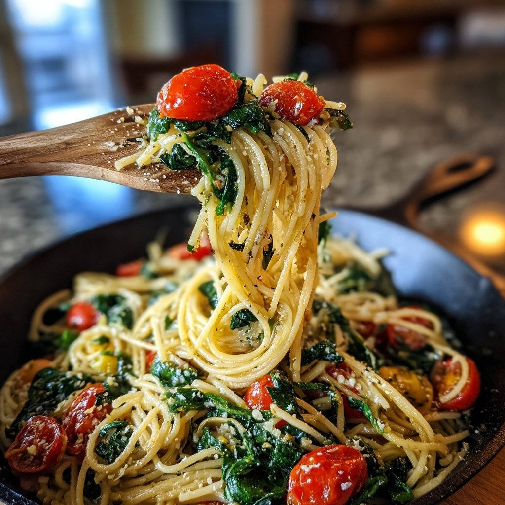 Angel Hair Pasta With Spinach And Tomatoes