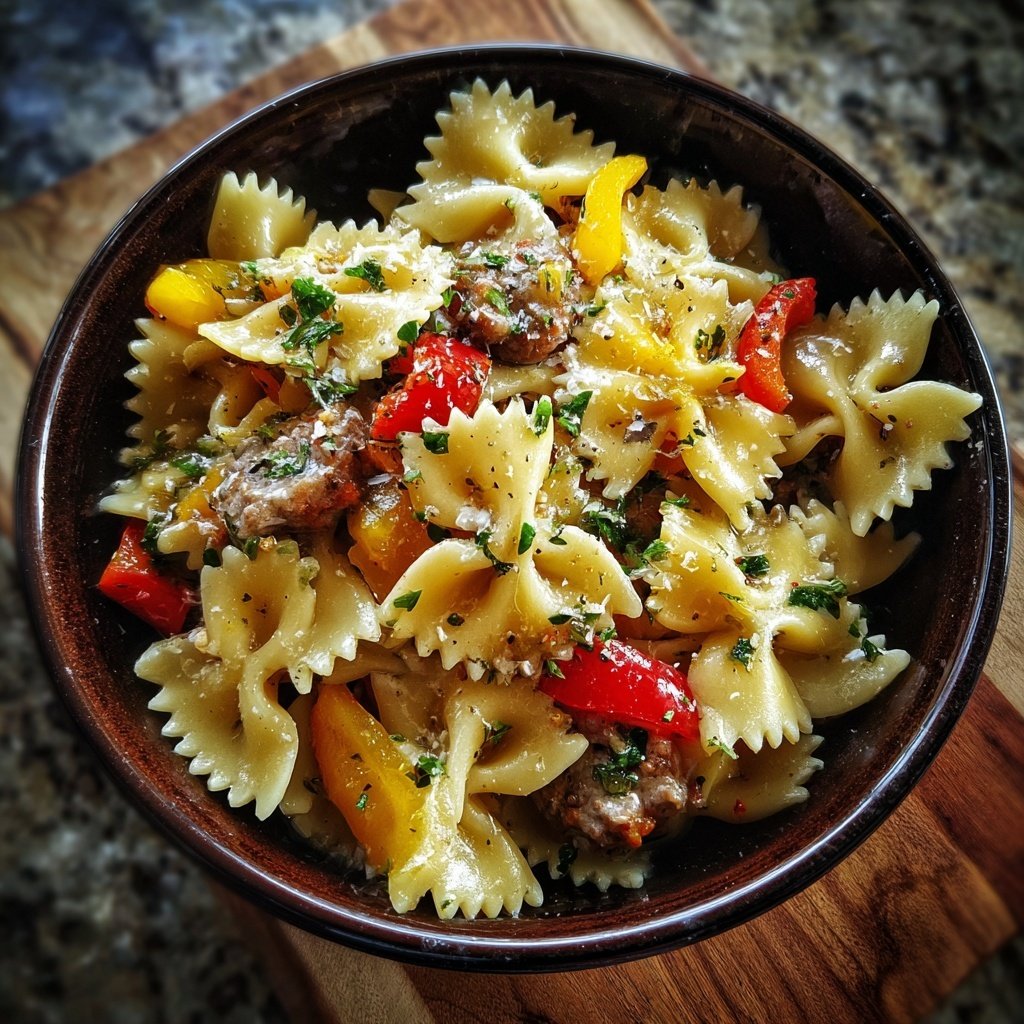 Bow Tie Pasta With Sausage And Peppers