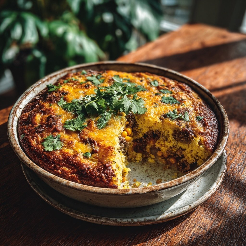 Ground Beef And Cornbread Casserole