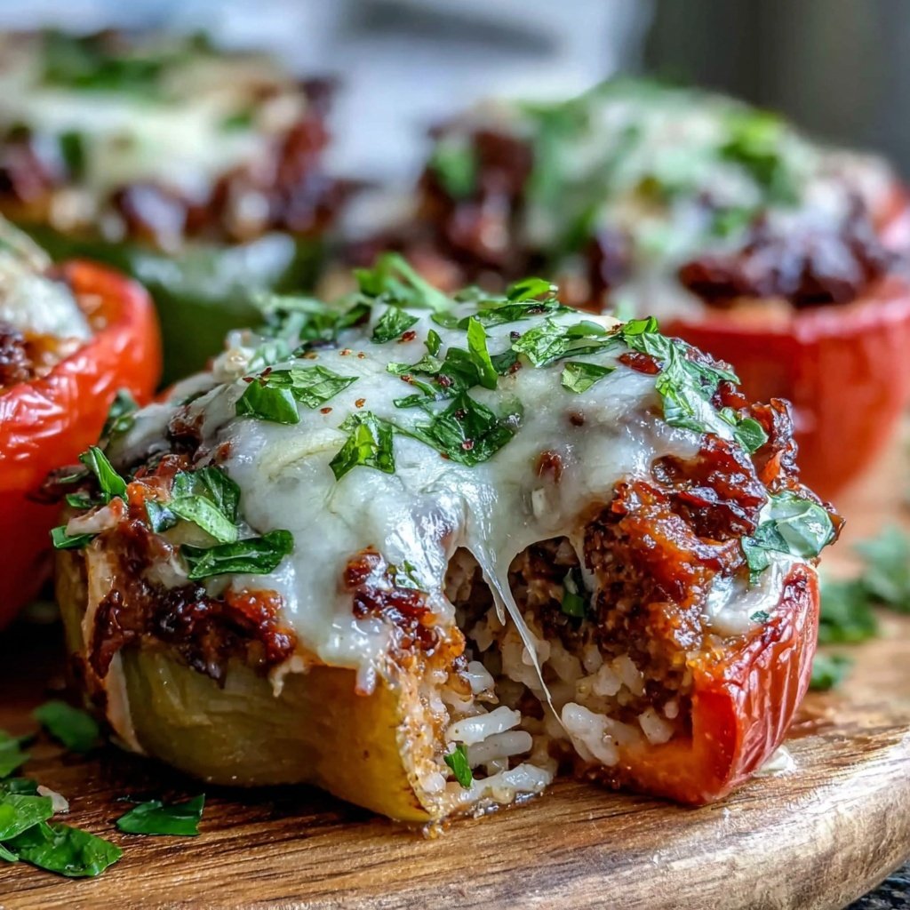 Ground Beef And Rice Stuffed Peppers