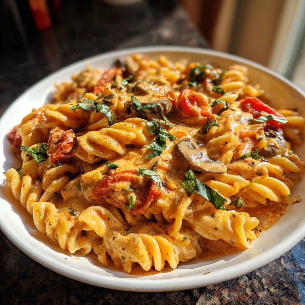 Romantic Creamy Tomato Mushroom Pasta