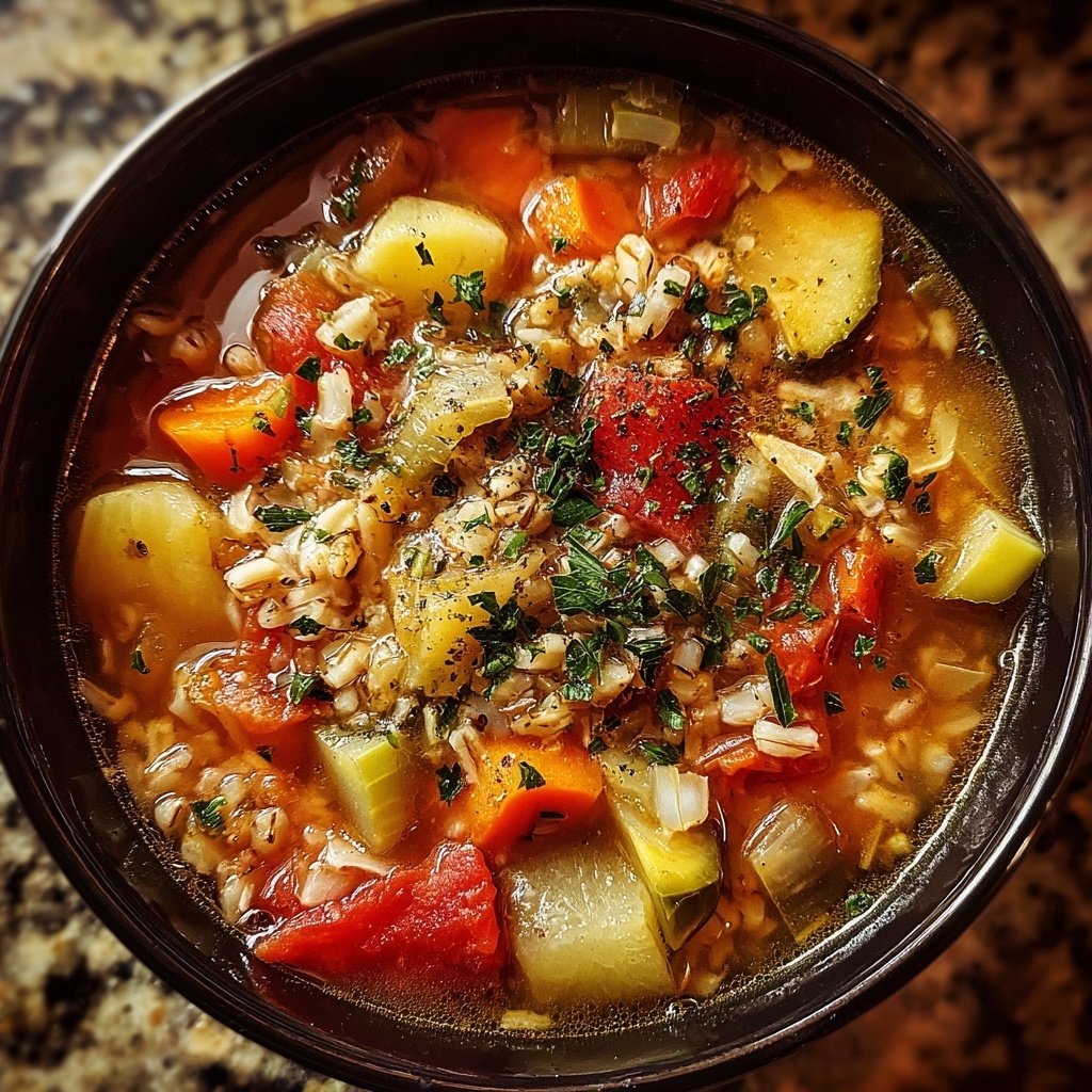 Healthy Crockpot Barley Vegetable Soup