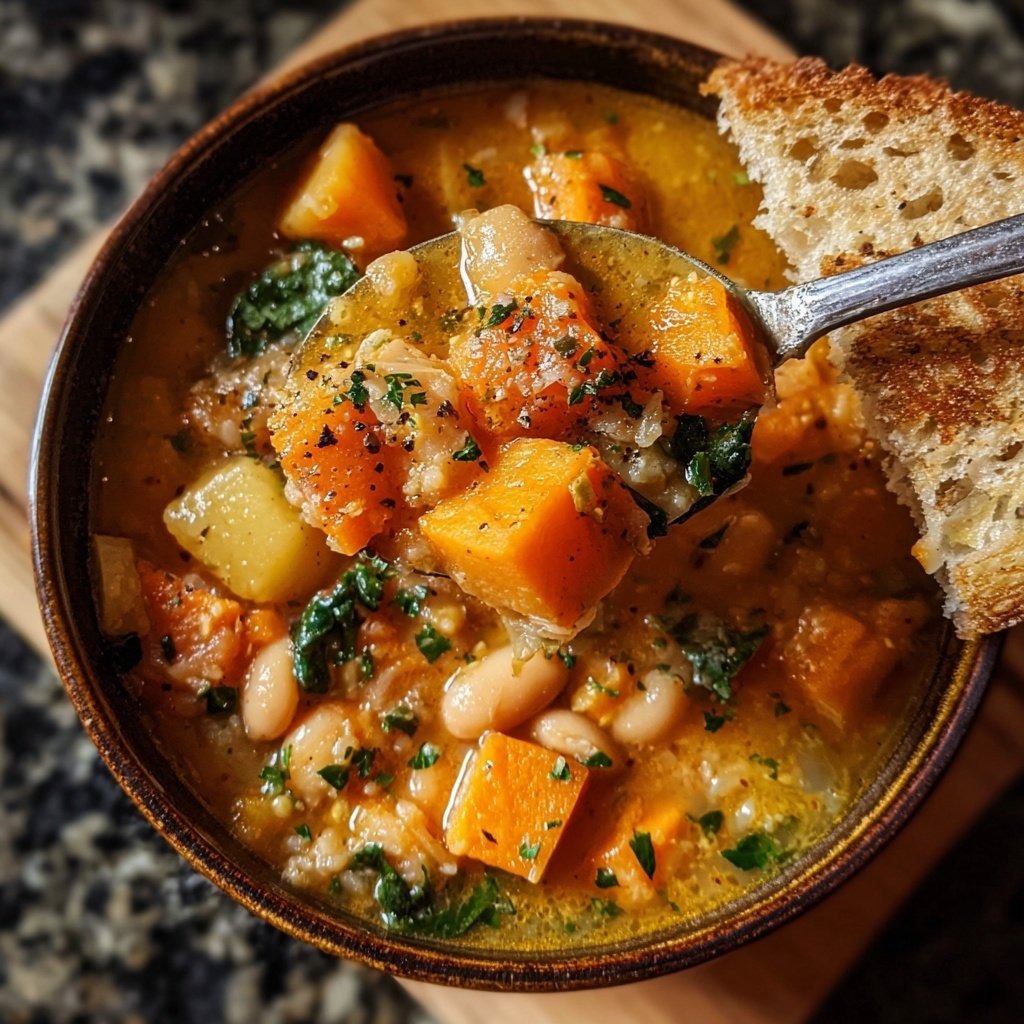 Healthy Crockpot Sweet Potato White Bean Stew