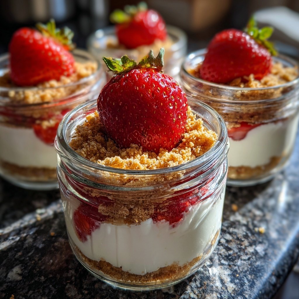 Strawberry Cheesecake Breakfast Jars