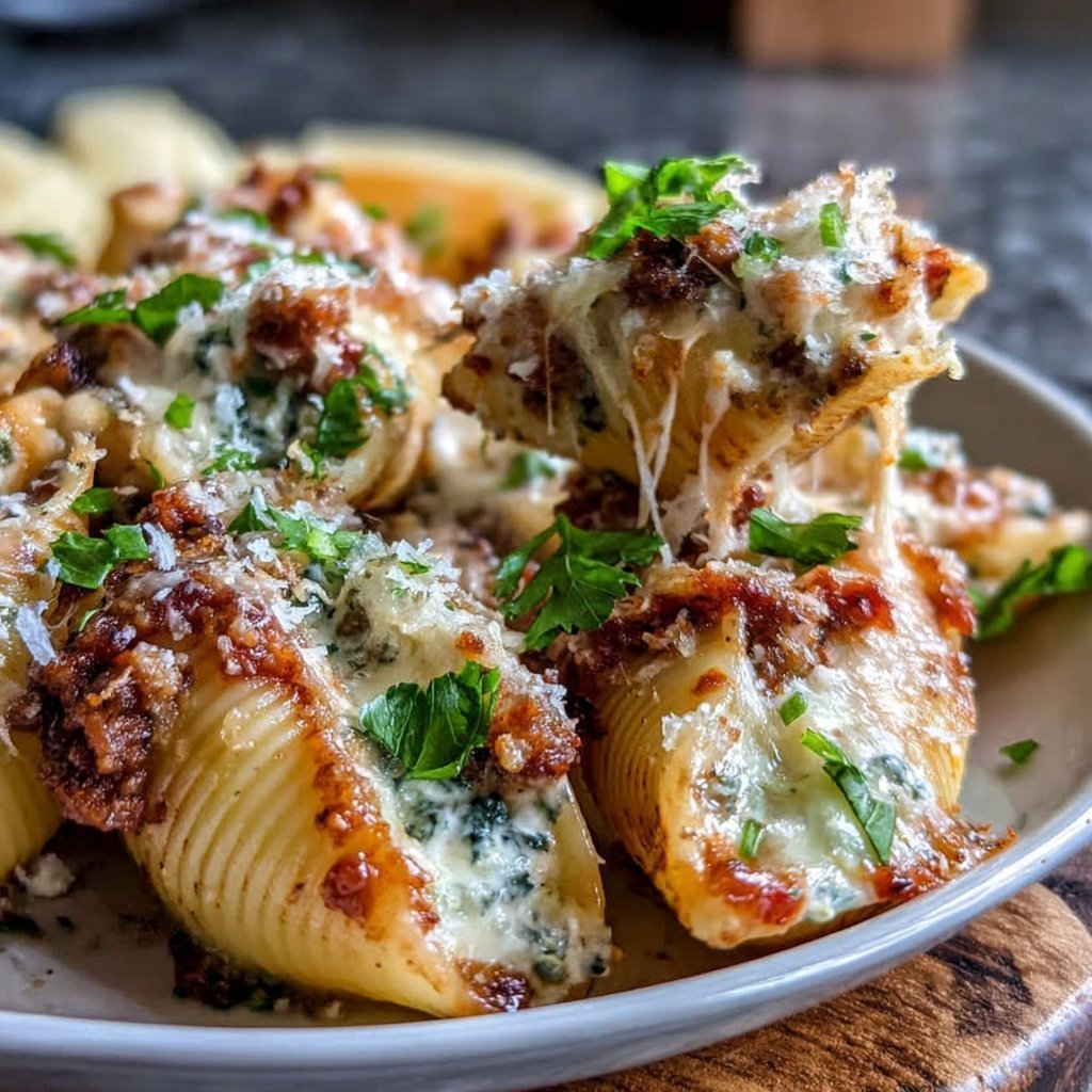 Ground Beef And Spinach Stuffed Shells