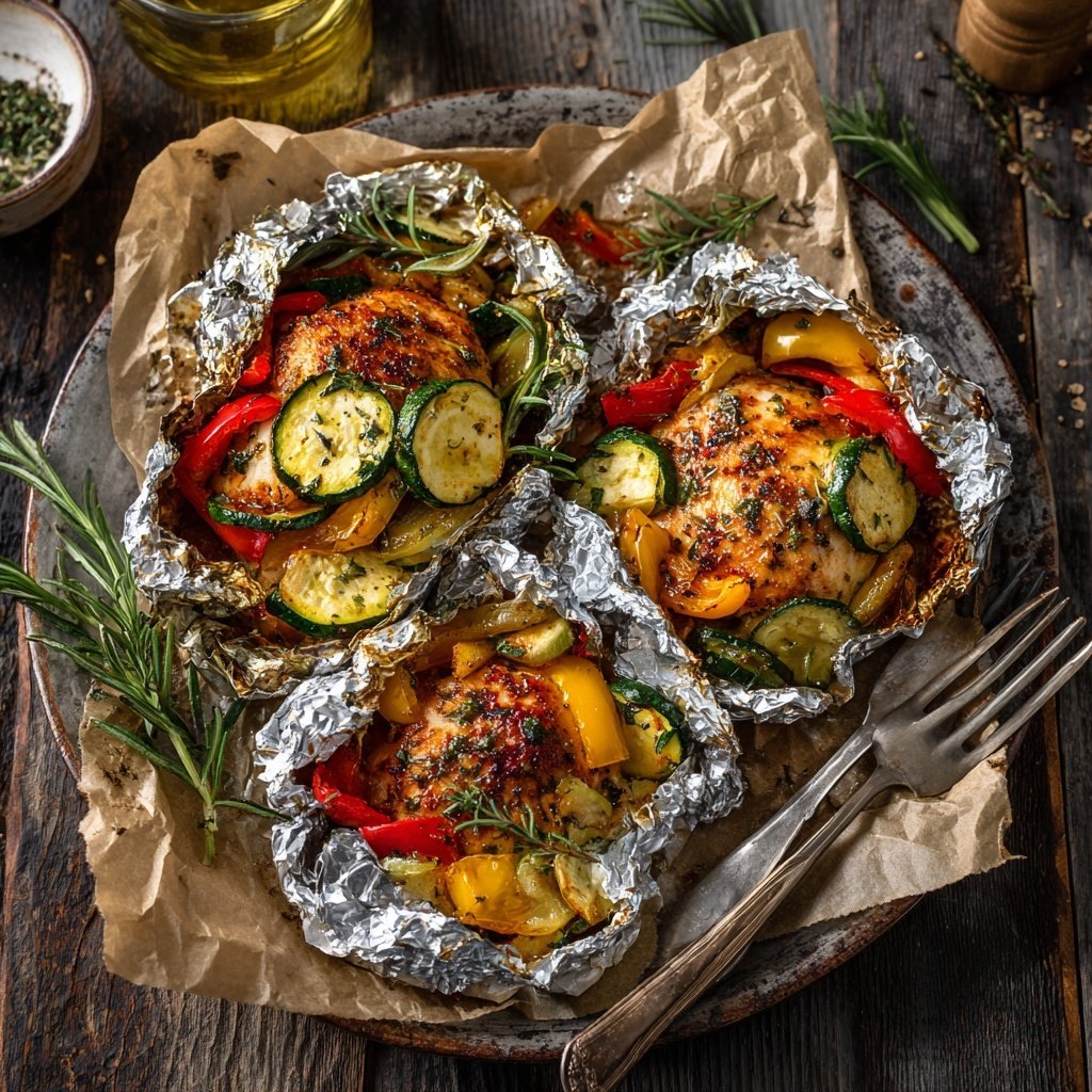 Baked Chicken And Veggie Foil Packs