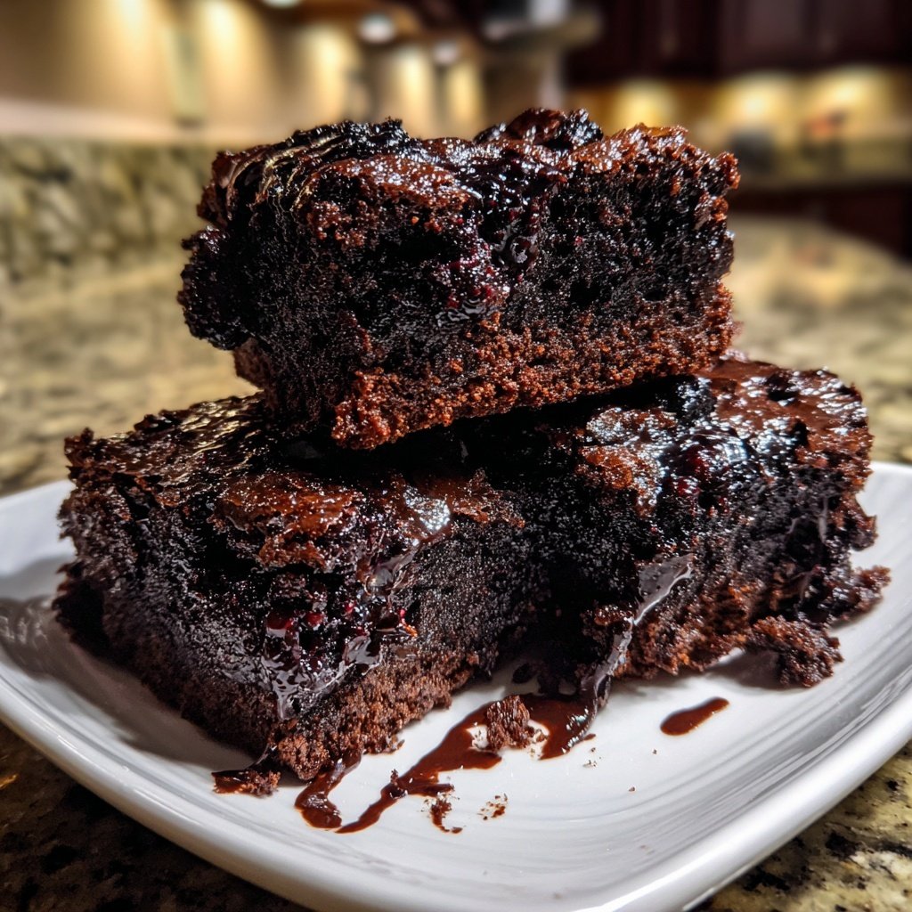 Cottage Cheese Brownies with Blackberry Swirl